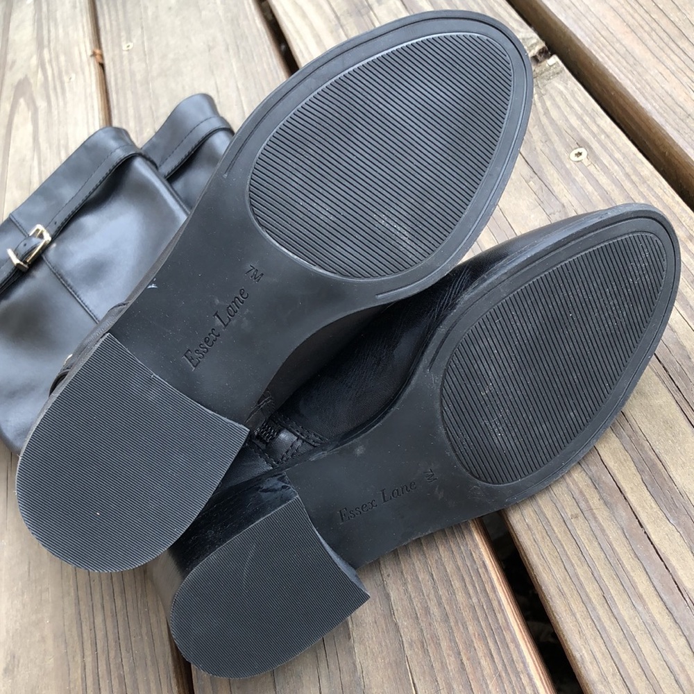 7 Essex Lane Leather Buckle Boots Soft Supple Low Heel Tall Boots Knee Maggie - Picture 2 of 11